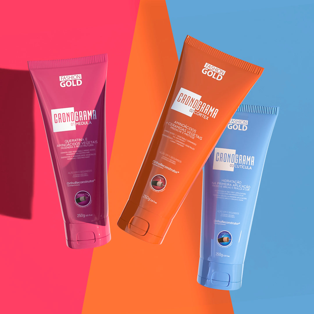 COMBO Cronograma Capilar Lata x3 Tubos 250gr c/u + Shampoo Cronograma 500ml