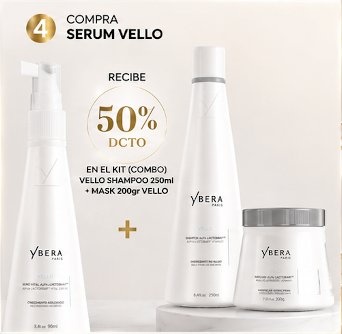 KIT Especial Vello ALFA-LACTOBABY® - Vital Serum 90 ml + (Shampoo 250ml + Mask 200gr con descuento 50%)