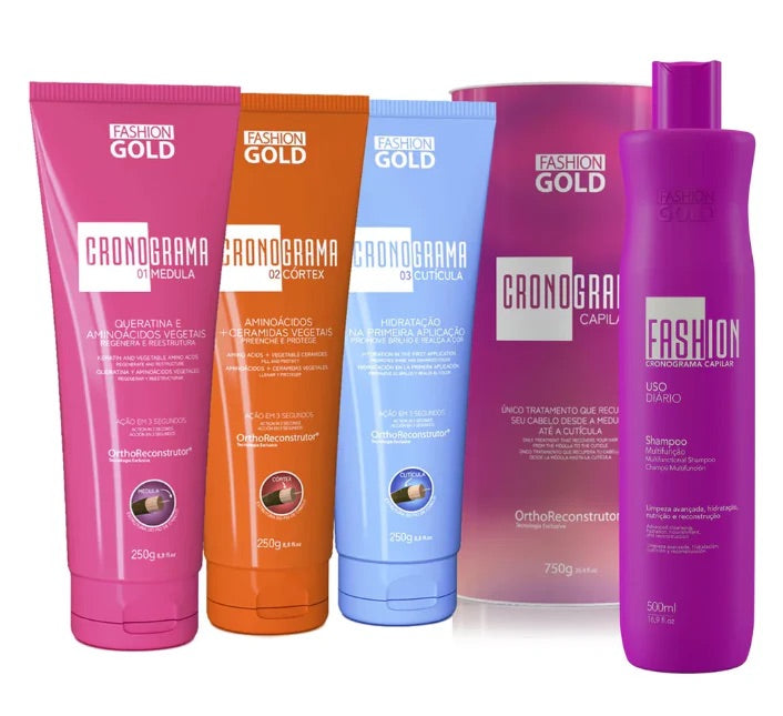 COMBO Cronograma Capilar Lata x3 Tubos 250gr c/u + Shampoo Cronograma 500ml