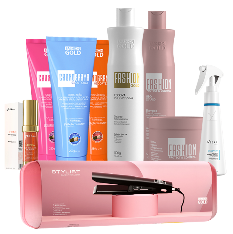 KIT Cronograma Capilar  + FG Alisado 500 g + P&C (Shampoo 500 ml + Mask 500 g) +  Spray  Discovery 150 ml + Mirra Oil Repair 15 ml + Plancha