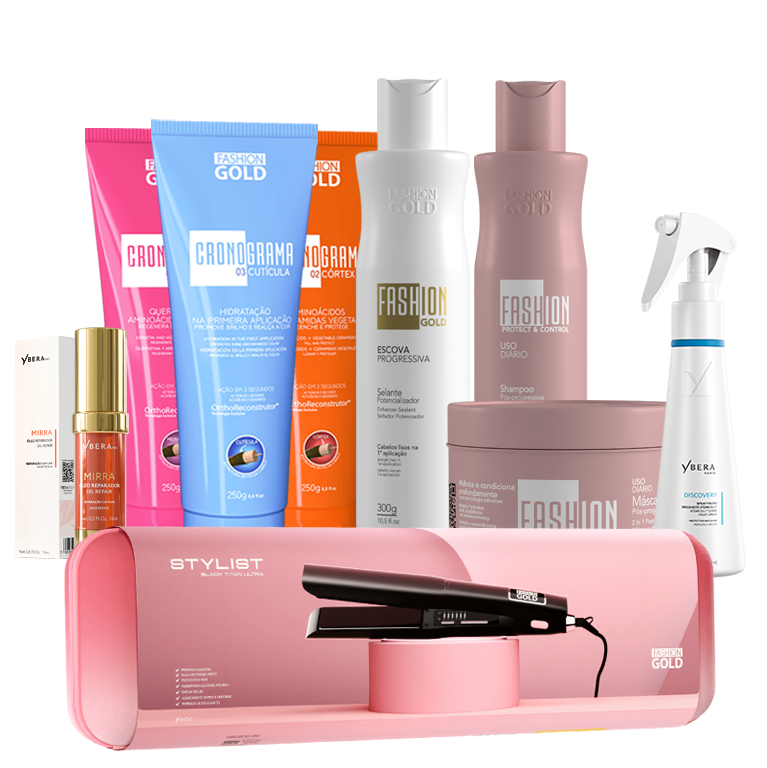 KIT Cronograma Capilar  + FG Alisado 300 g + P&C (Shampoo 300 ml + Mask 250 g) +  Spray  Discovery 150 ml + Mirra Oil Repair 15 ml + Plancha