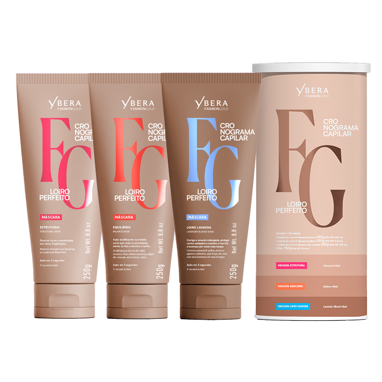 KIT Cronograma RUBIO Lata x3 Tubos 250 g c/u + Shampoo 500 ml
