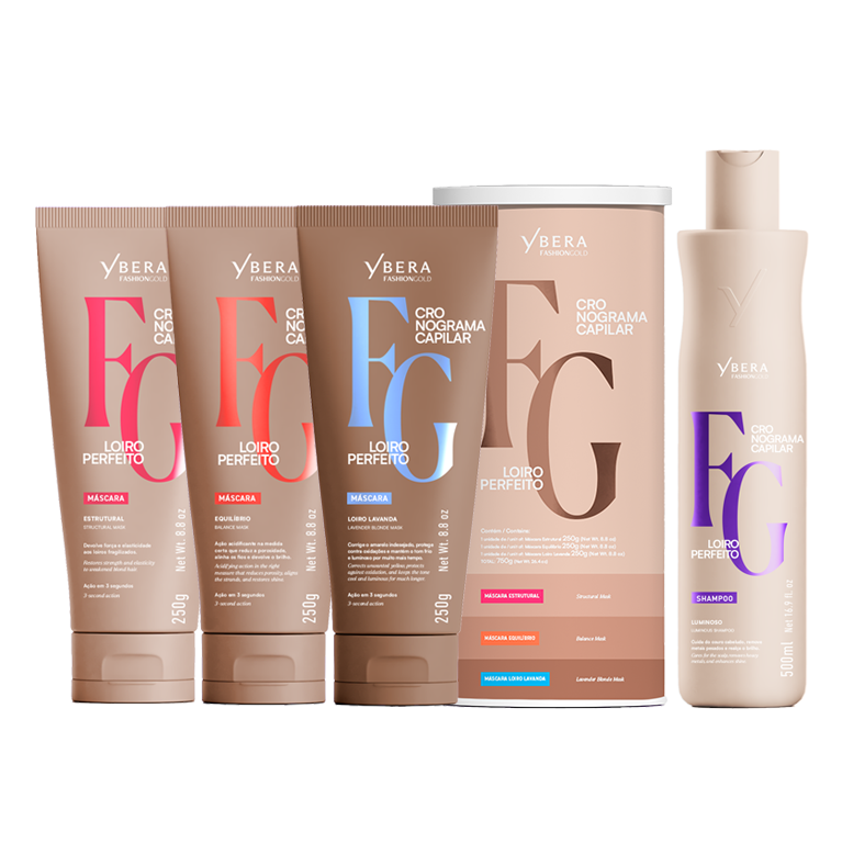 KIT Cronograma RUBIO Lata x3 Tubos 250 g c/u + Shampoo 500 ml
