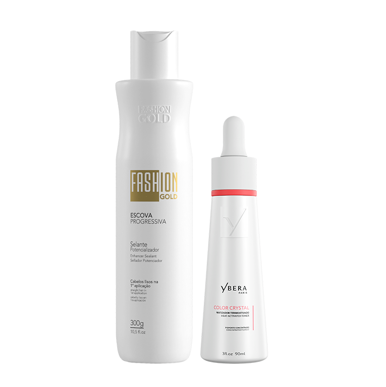 Kit Alisado en casa Fashion Gold 300gr + Color Crystal 90ml Toner Matizador Termo activado