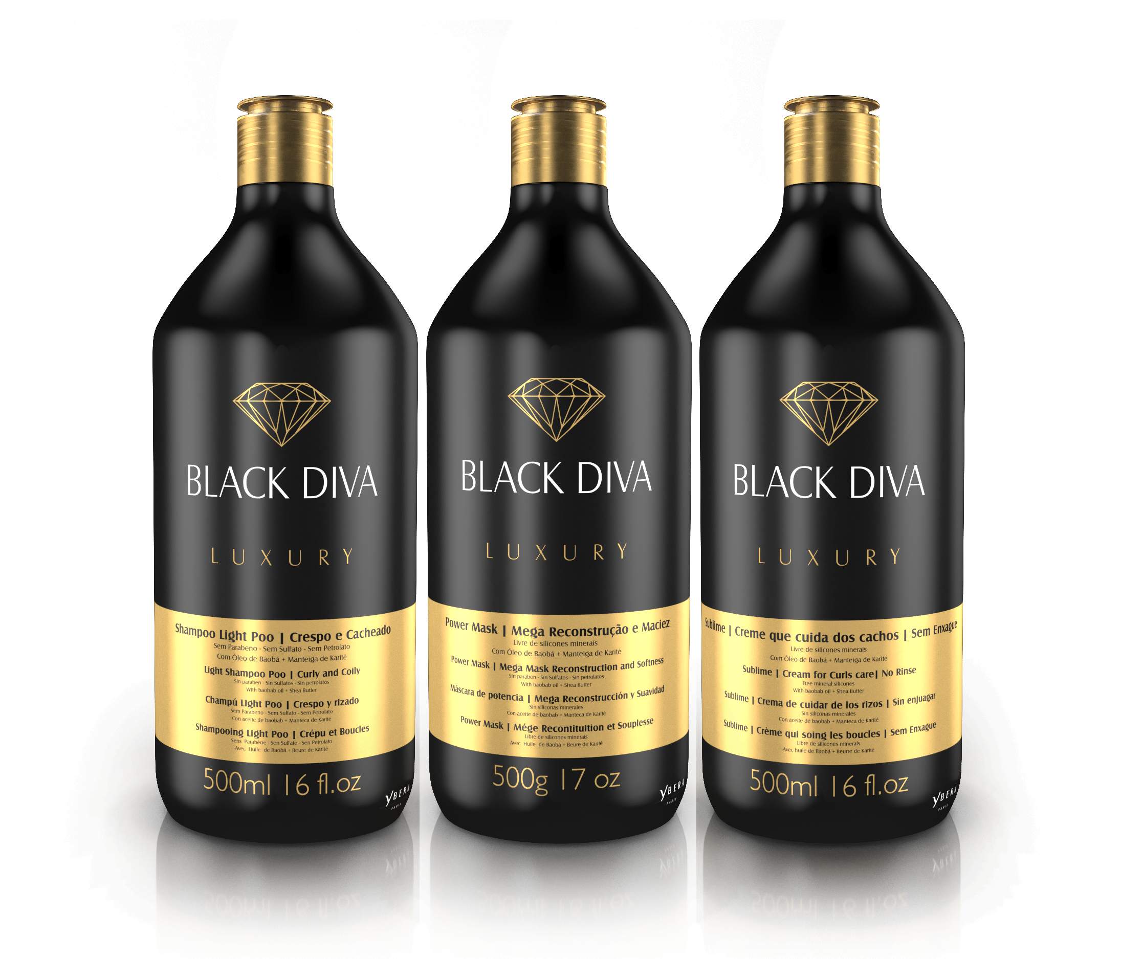 Black Diva Kit (Light Poo + Power Mask + Sublime) (500ml + 500g + 500g)