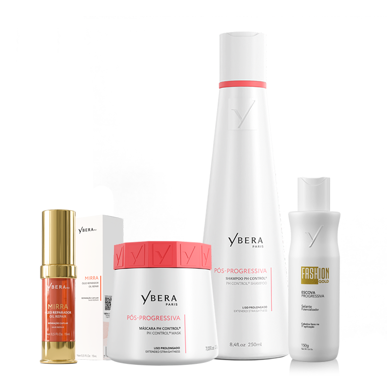 KIT Pos-Progressiva - Shampoo 250 ml & Mask + 200 g Alisado en casa 150 g + Mirra Oil Repair 15 ml