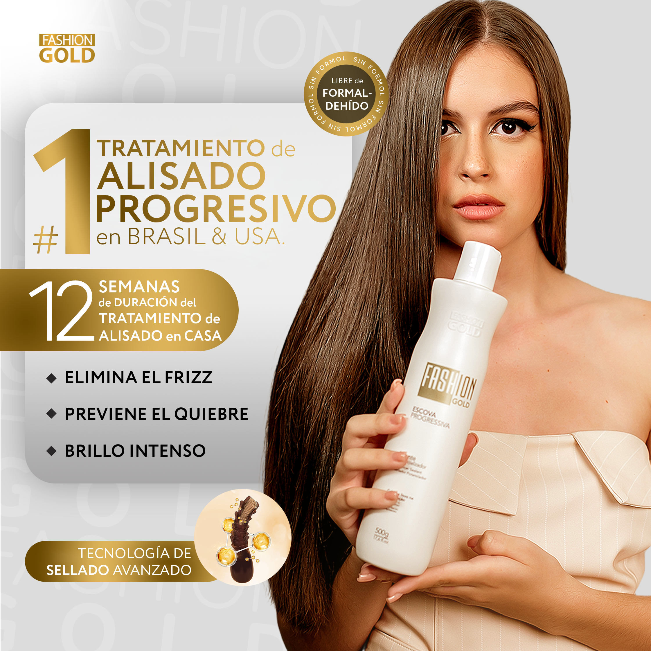 KIT Fashion Gold - Alisado en Casa 150 g + Mirra - Oil Repair 15 ml
