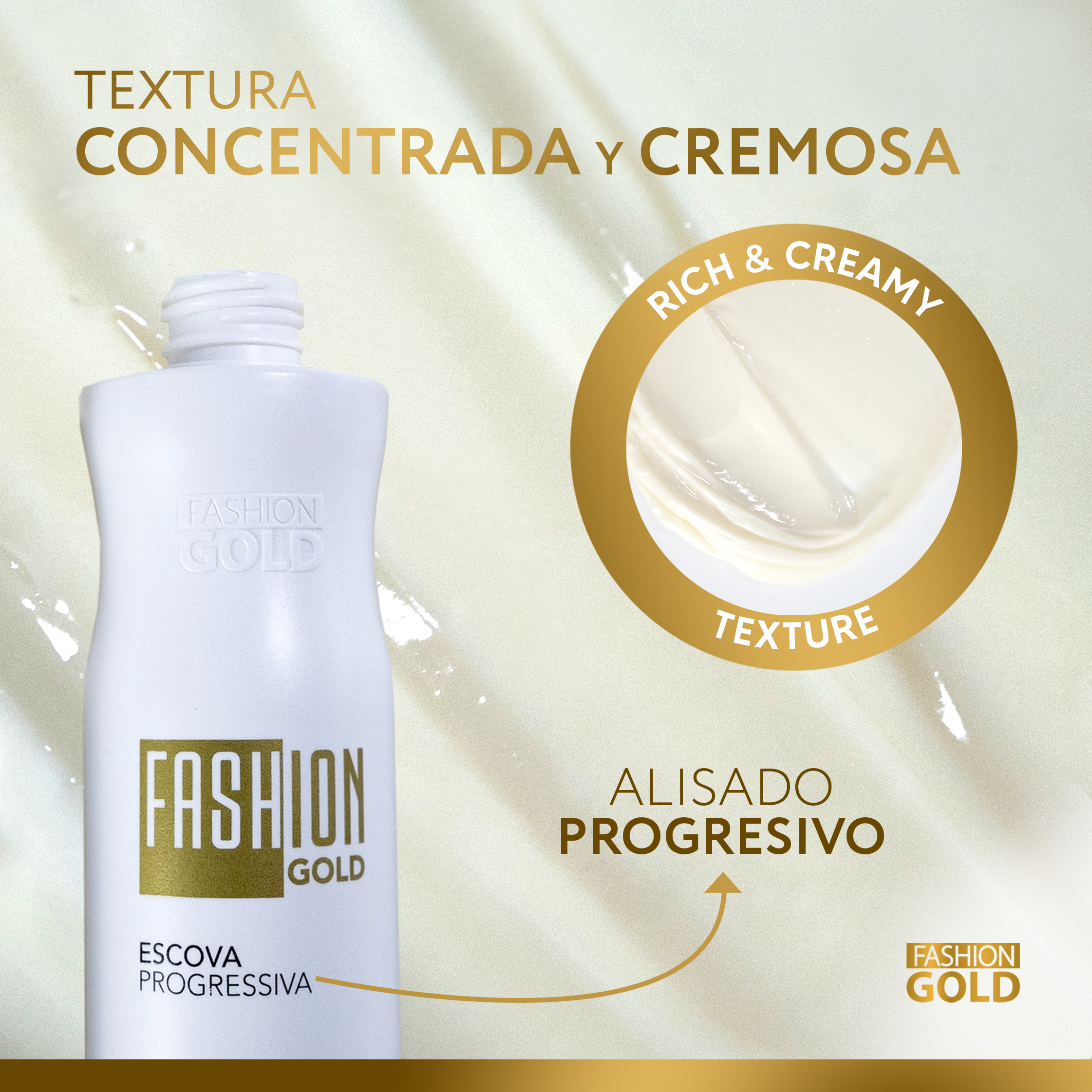 KIT Fashion Gold - Alisado en Casa 150 g + Spray Finalizador Discovery 150 ml + Mirra - Oil Repair 15 ml
