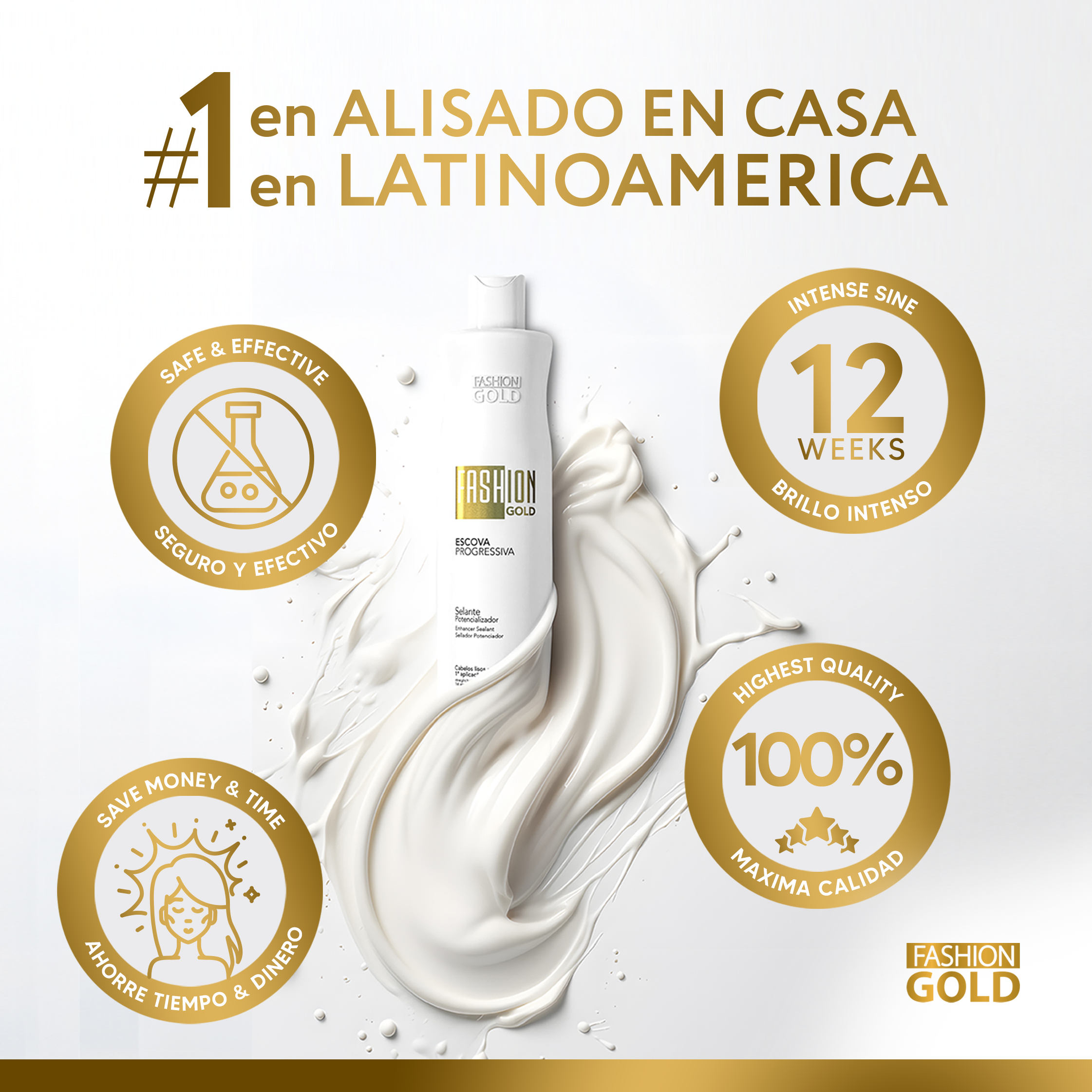 KIT Fashion Gold - Alisado en Casa 150 g + Mirra - Oil Repair 15 ml